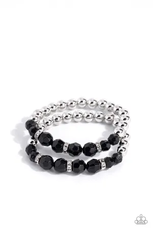 Two by Two Twinkle - Black - Beaded Paparazzi Stretchy Bracelet
