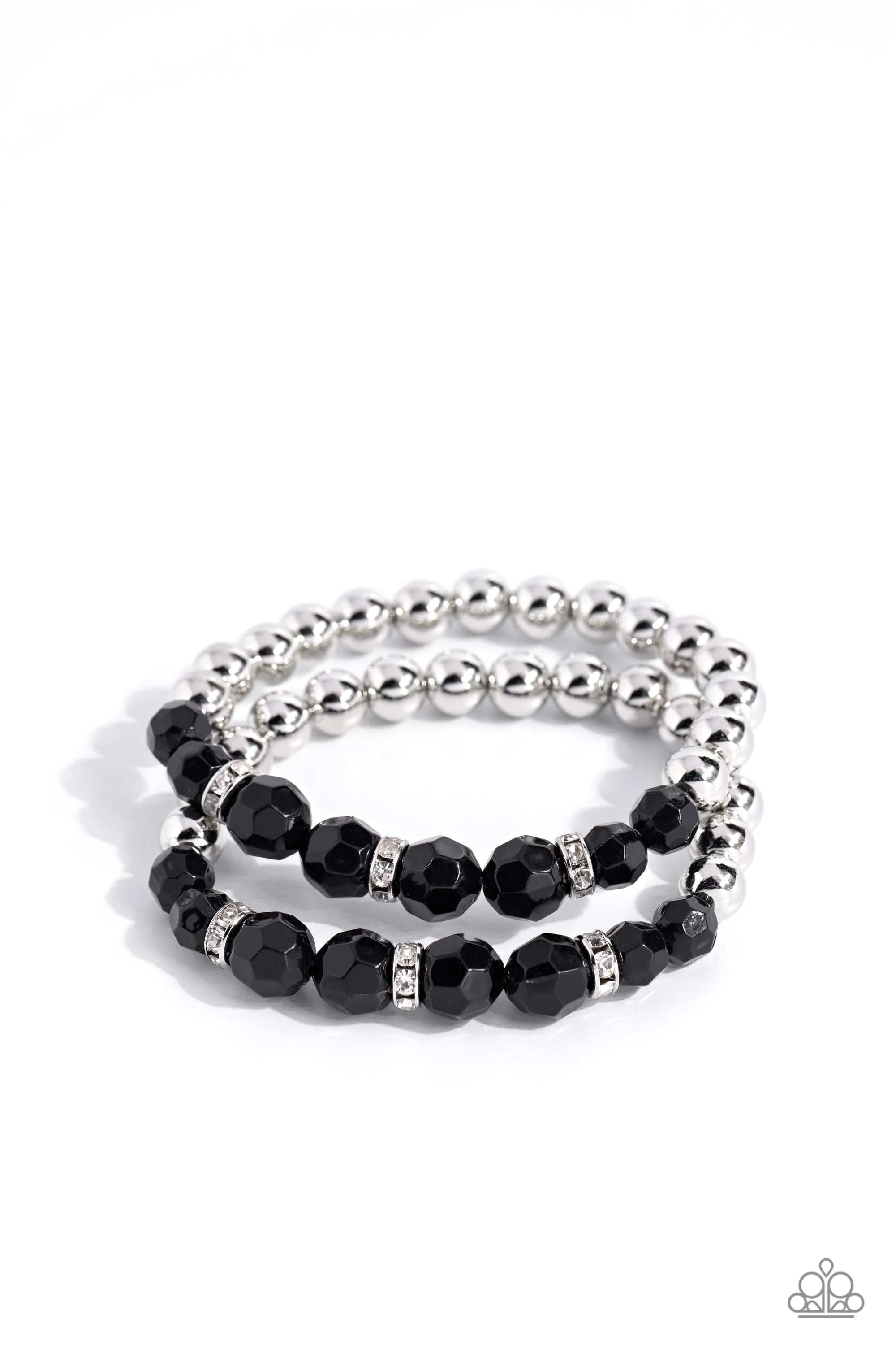 Two by Two Twinkle - Black - Beaded Paparazzi Stretchy Bracelet