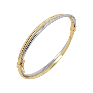 Two Tone Hinged Bangle (6mm)