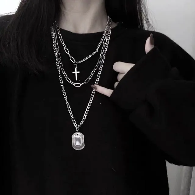 Unisex Multilayer Hip Hop Long Chain Necklace Jewelry