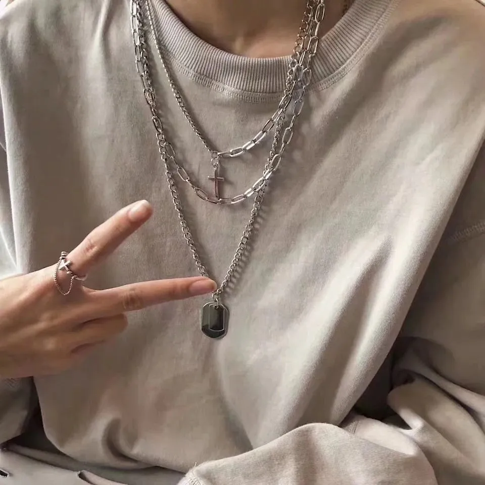 Unisex Multilayer Hip Hop Long Chain Necklace Jewelry