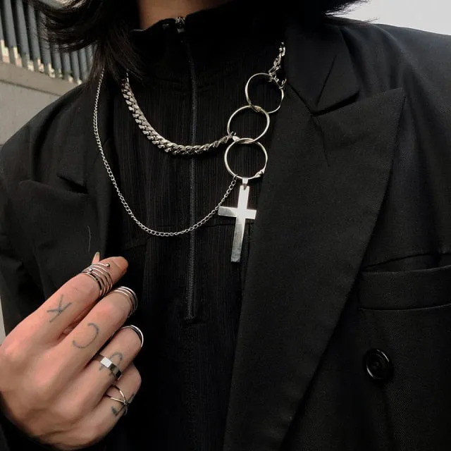 Unisex Multilayer Hip Hop Long Chain Necklace Jewelry