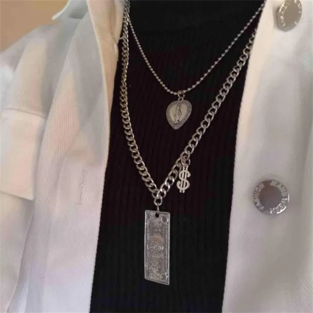 Unisex Multilayer Hip Hop Long Chain Necklace Jewelry