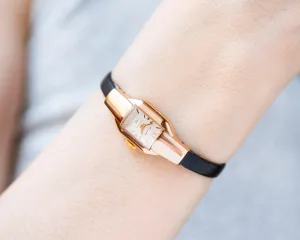 Unused women's watch vintage Glory, classic lady watch gold shade minimalist, sleek case women watch rare gift, new premium leather strap