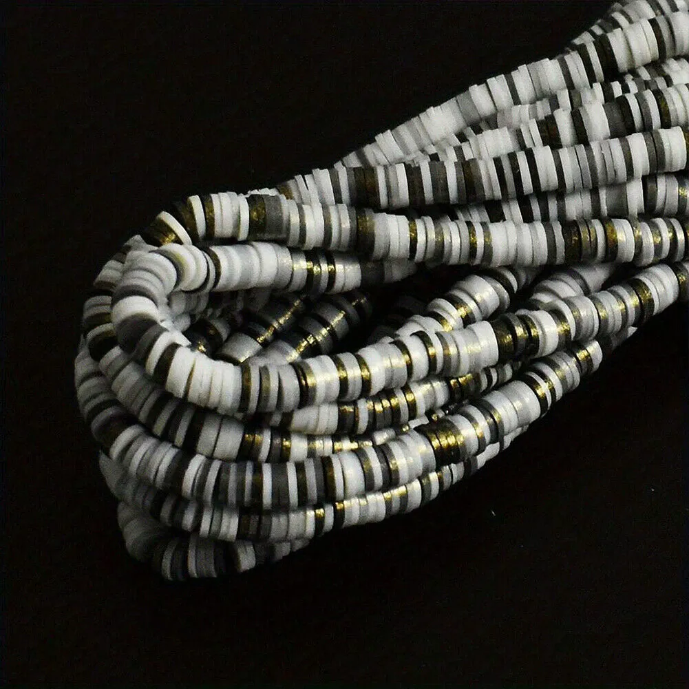 US 10 Strands Shiny Color 6mm Flat Round Polyme Clay Boho Heishi Beads Chip Disk