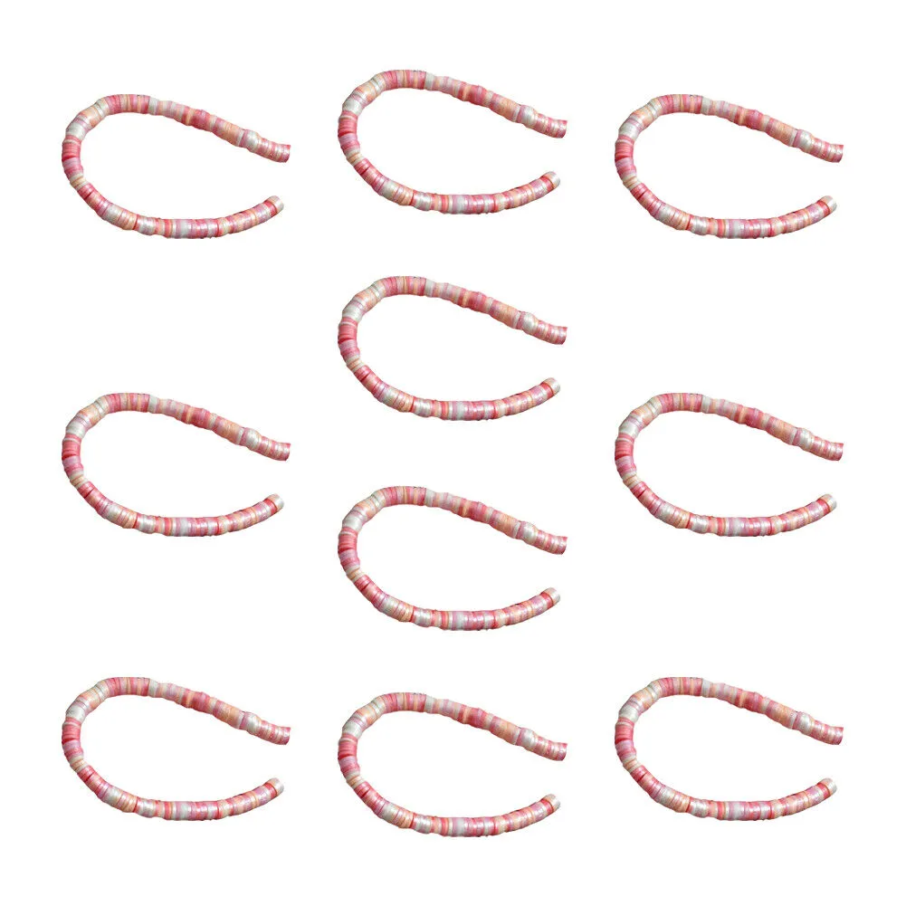 US 10 Strands Shiny Color 6mm Flat Round Polyme Clay Boho Heishi Beads Chip Disk