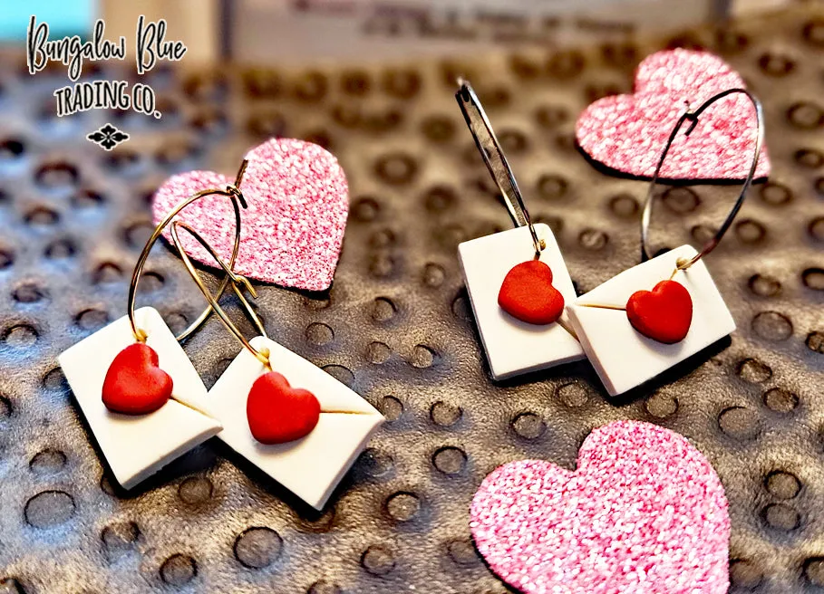 Valentine Love Letter Hoop Earrings