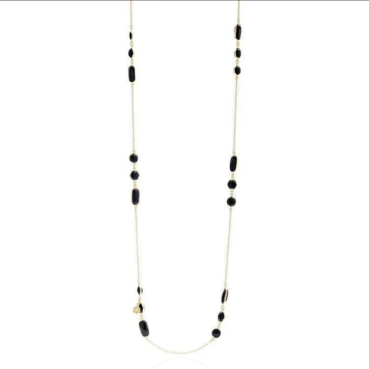 Venice Long Necklace, Black Onyx