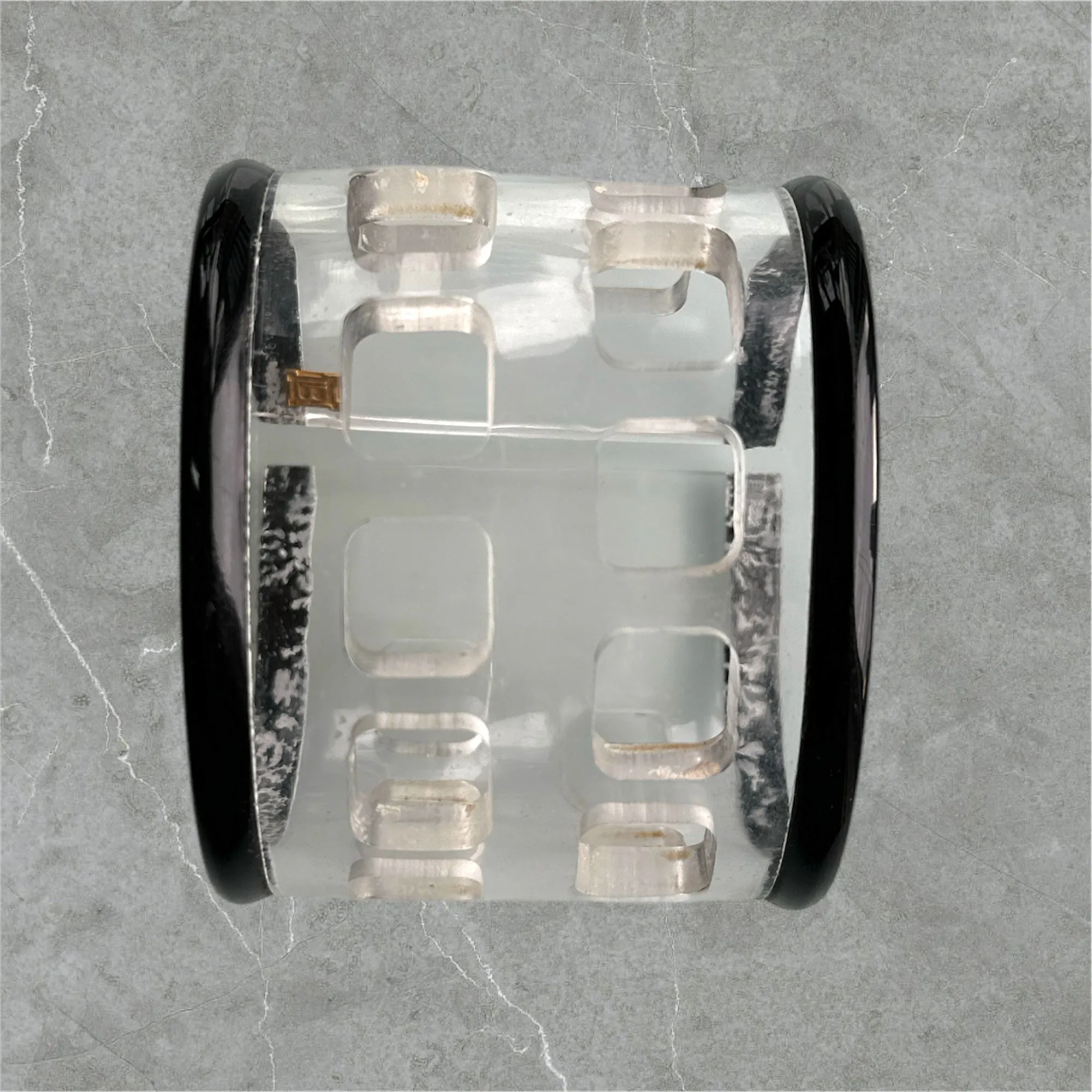 Vintage Acrylic Open-Cuff Bracelet for Women - Checkerboard Design