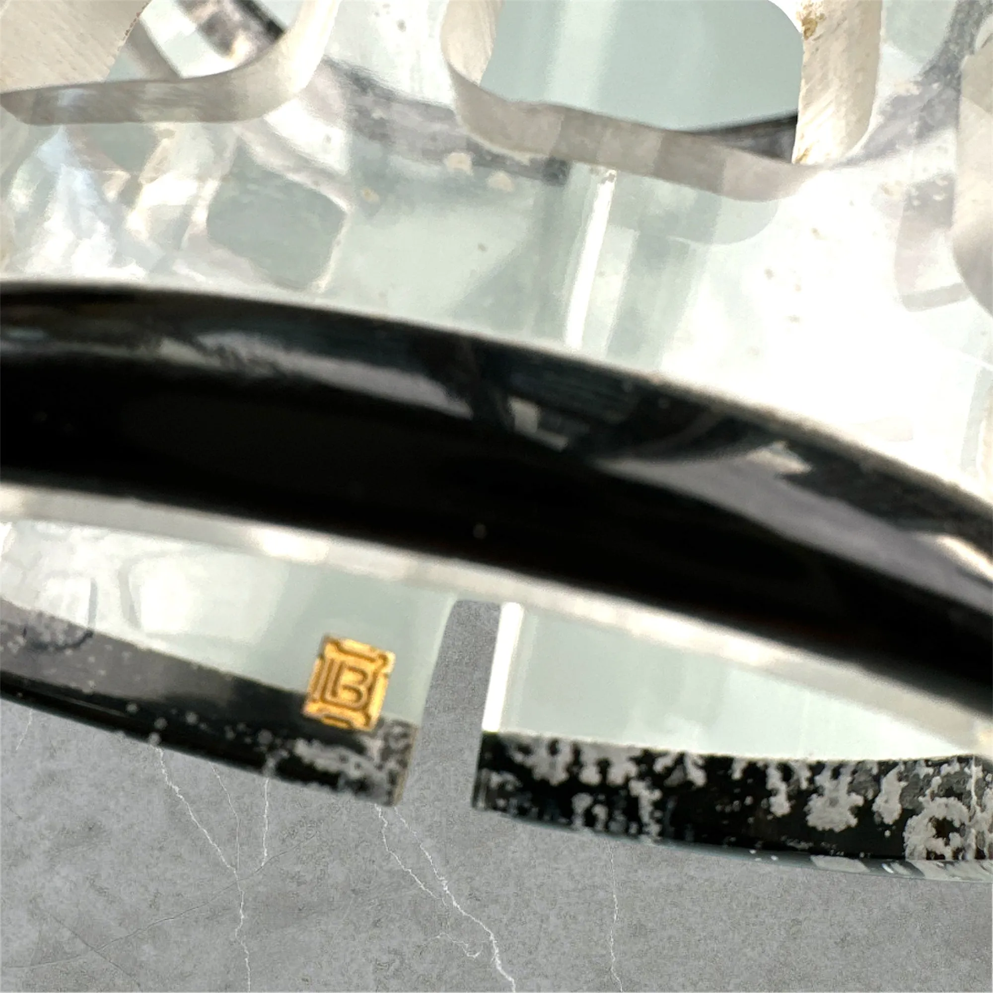 Vintage Acrylic Open-Cuff Bracelet for Women - Checkerboard Design