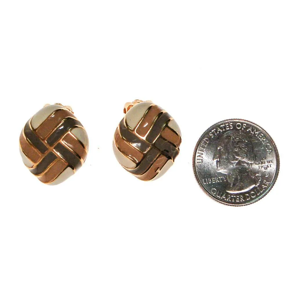 Vintage Joan Rivers Cream, Tan, Taupe Geometric Earrings