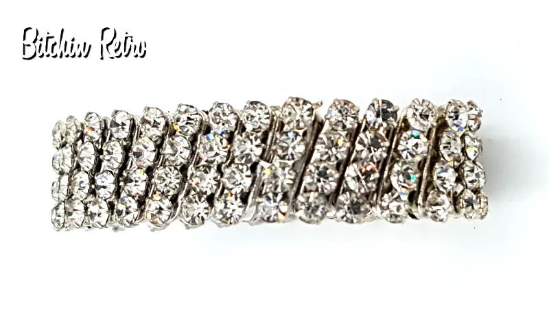 Vintage Rhinestone Expansion Bracelet Marked Japan with Bridal Style