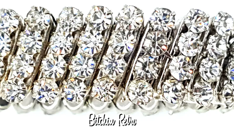 Vintage Rhinestone Expansion Bracelet Marked Japan with Bridal Style