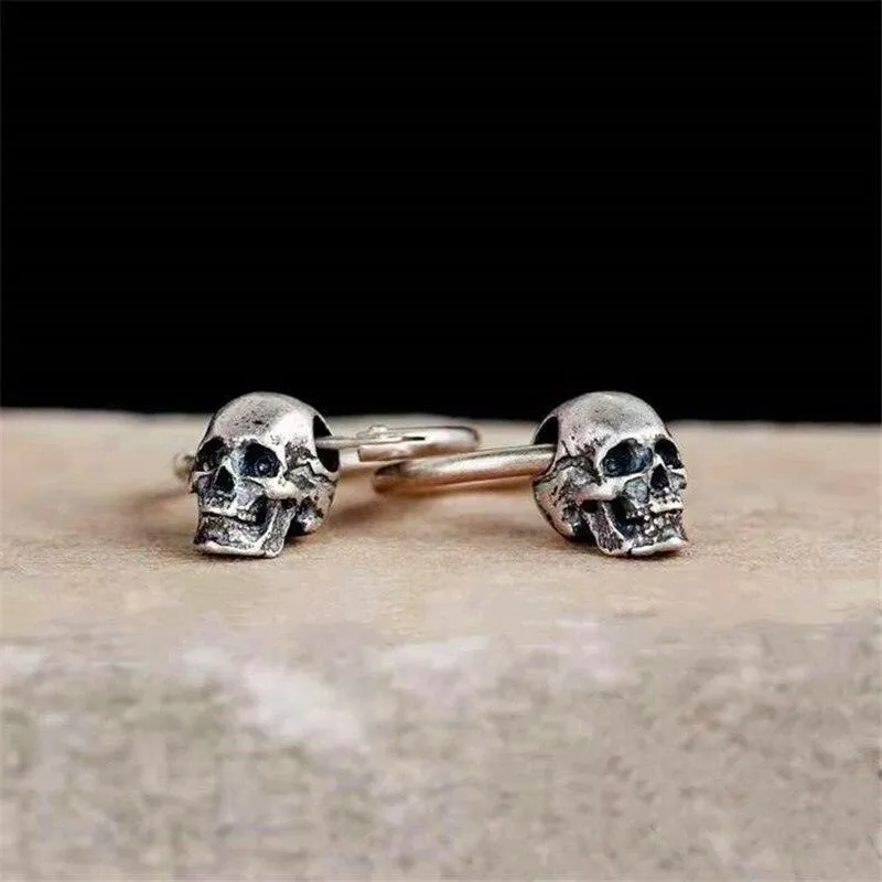 Vintage Silver Plated Skull Ear Ring