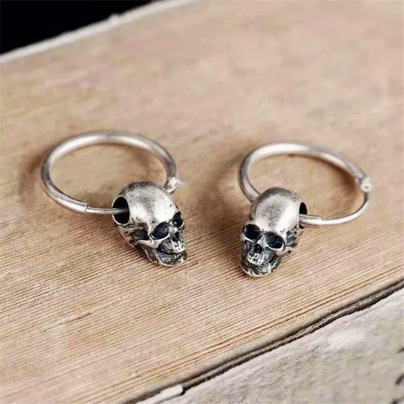 Vintage Silver Plated Skull Ear Ring