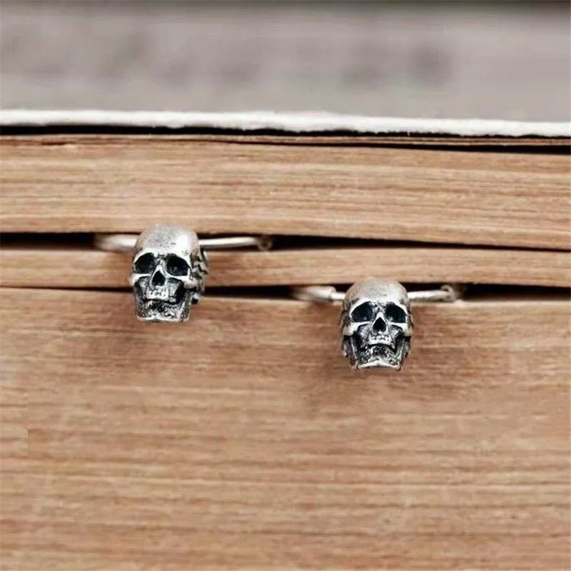 Vintage Silver Plated Skull Ear Ring