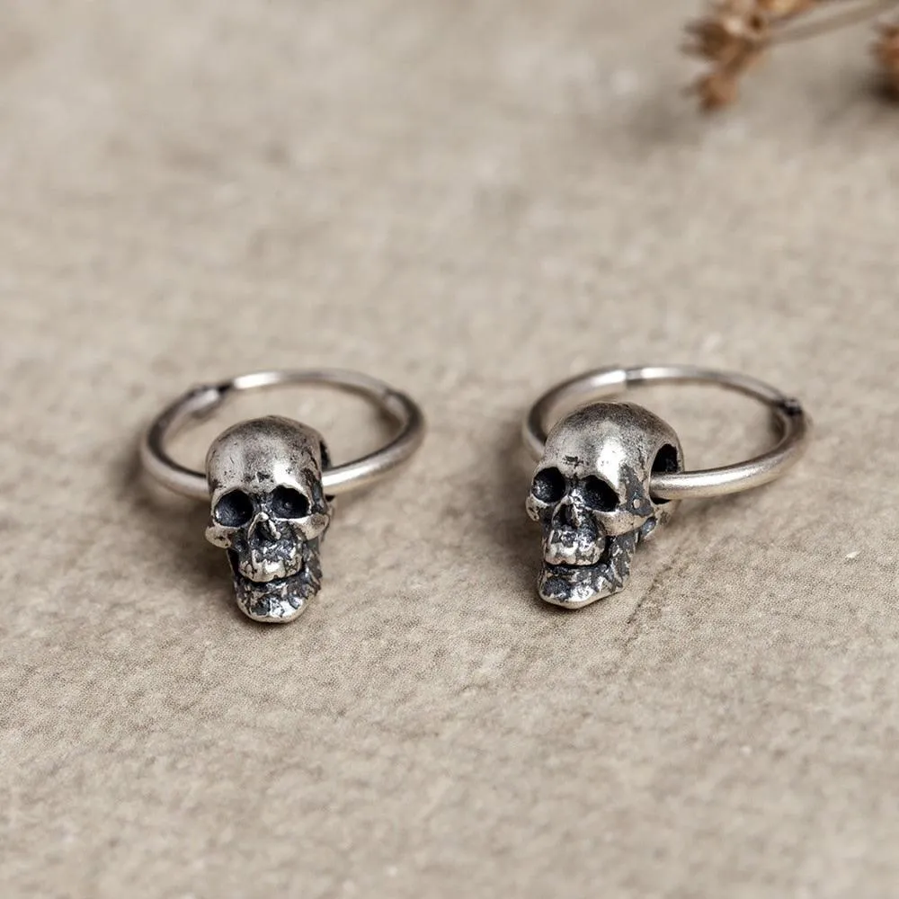 Vintage Silver Plated Skull Ear Ring