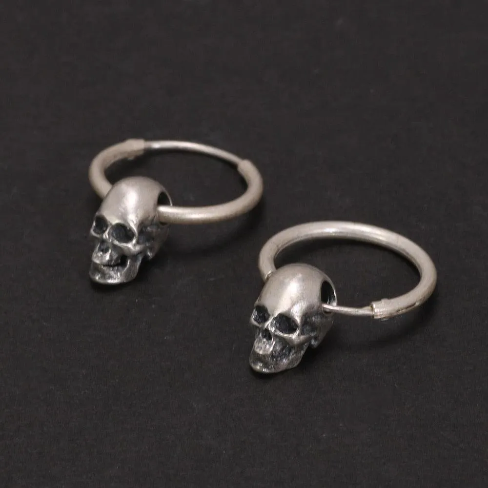 Vintage Silver Plated Skull Ear Ring