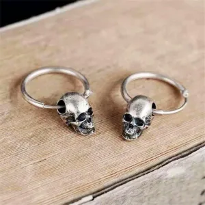 Vintage Silver Plated Skull Ear Ring