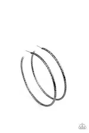 Voluptuous Volume - Black Hoop Earring