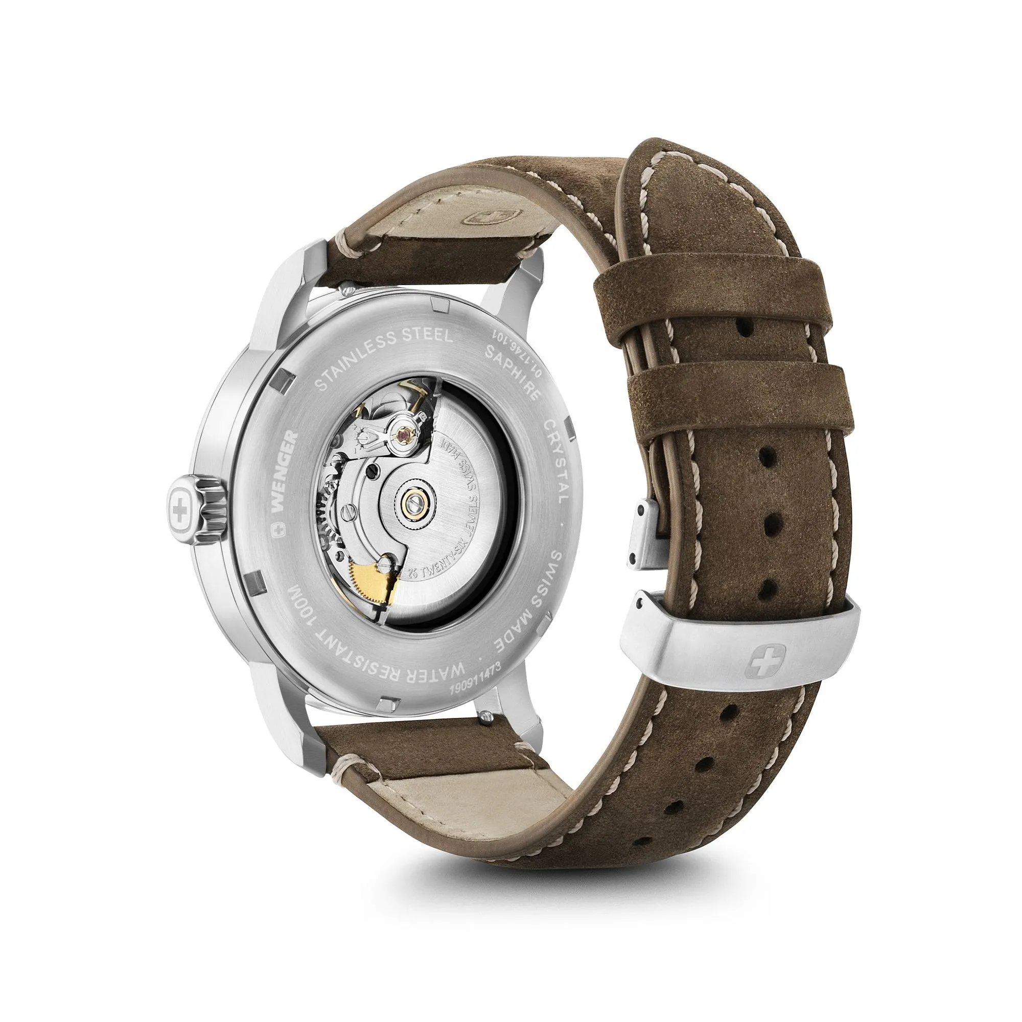 Wenger Urban Metropolitan Automatic 42 Cream Dial Brown Leather Strap Men's Watch