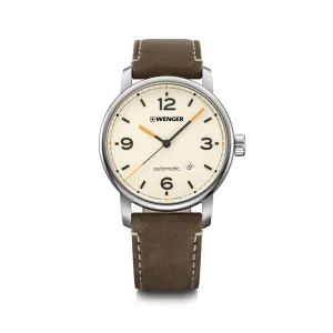 Wenger Urban Metropolitan Automatic 42 Cream Dial Brown Leather Strap Men's Watch