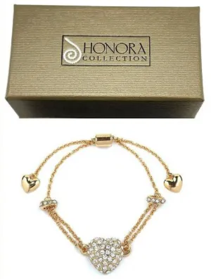 WHITE RHINESTONE HEART BRACELET