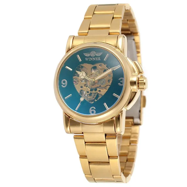 Winner Luxury Gold Watch Women Mechanical Watches Top Brand Luxury Clock Women's Automatic Watch Montre Femme relogio feminino