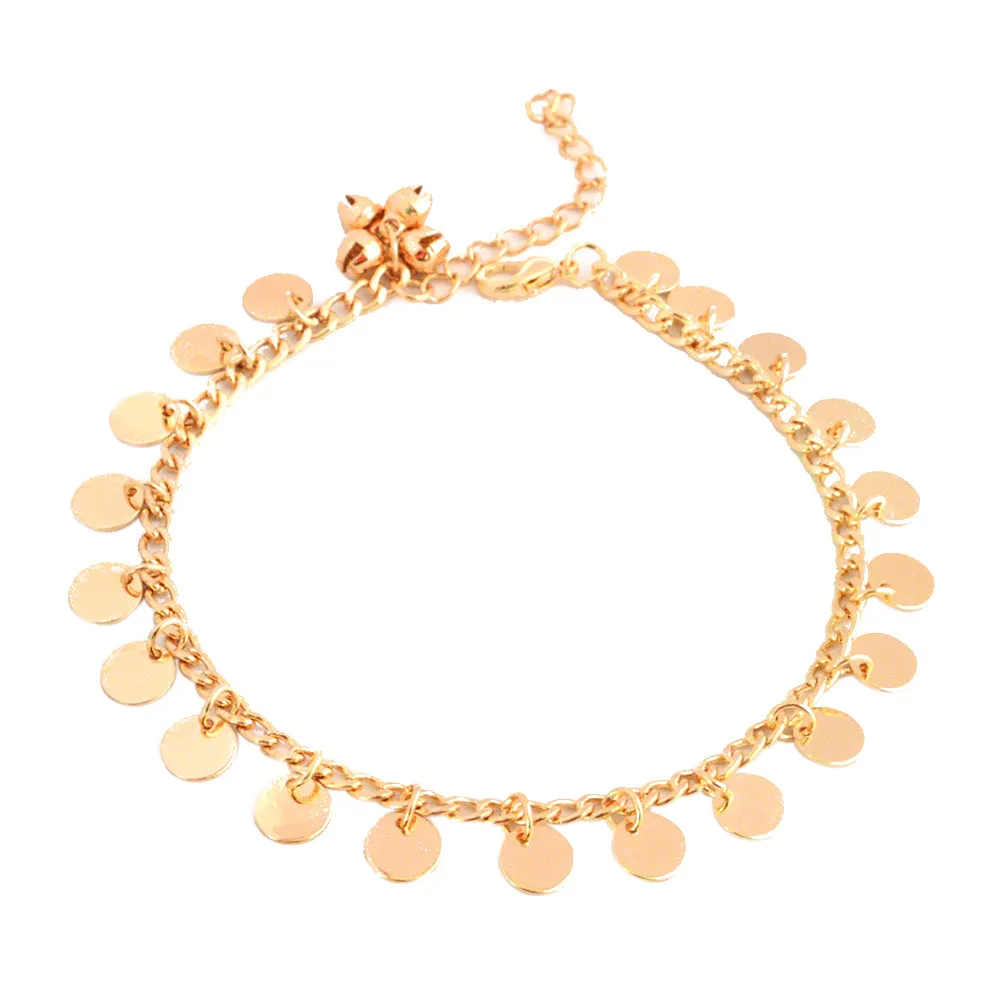 Women Fashion Boho Bell Round Charms Anklets Ankle Bracelet Chain Foot Jewelry