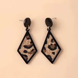 Women Vintage Geometric Leopard Skin Acrylic Earrings