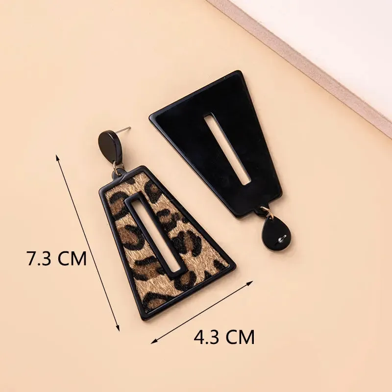 Women Vintage Geometric Leopard Skin Acrylic Earrings