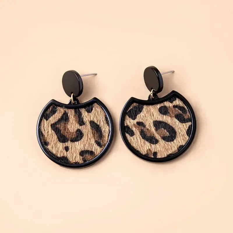 Women Vintage Geometric Leopard Skin Acrylic Earrings