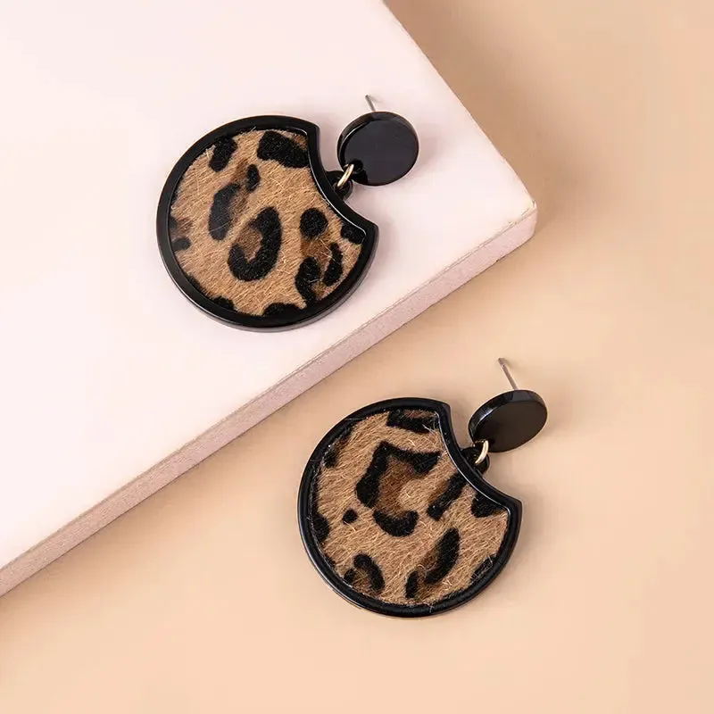 Women Vintage Geometric Leopard Skin Acrylic Earrings