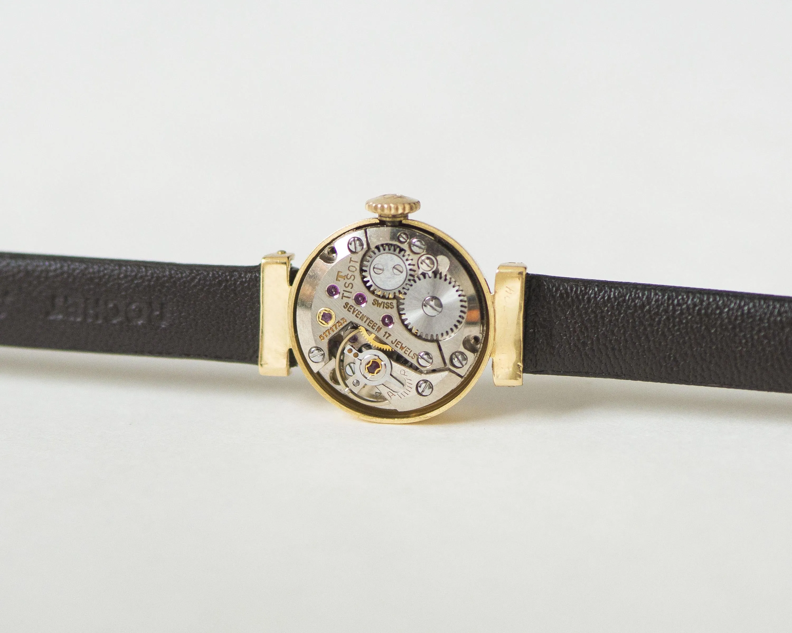 Women's watch classic Tissot solid gold 18K, super small chic lady watch, vintage lady jewelry rare gift classic, new premium leather strap