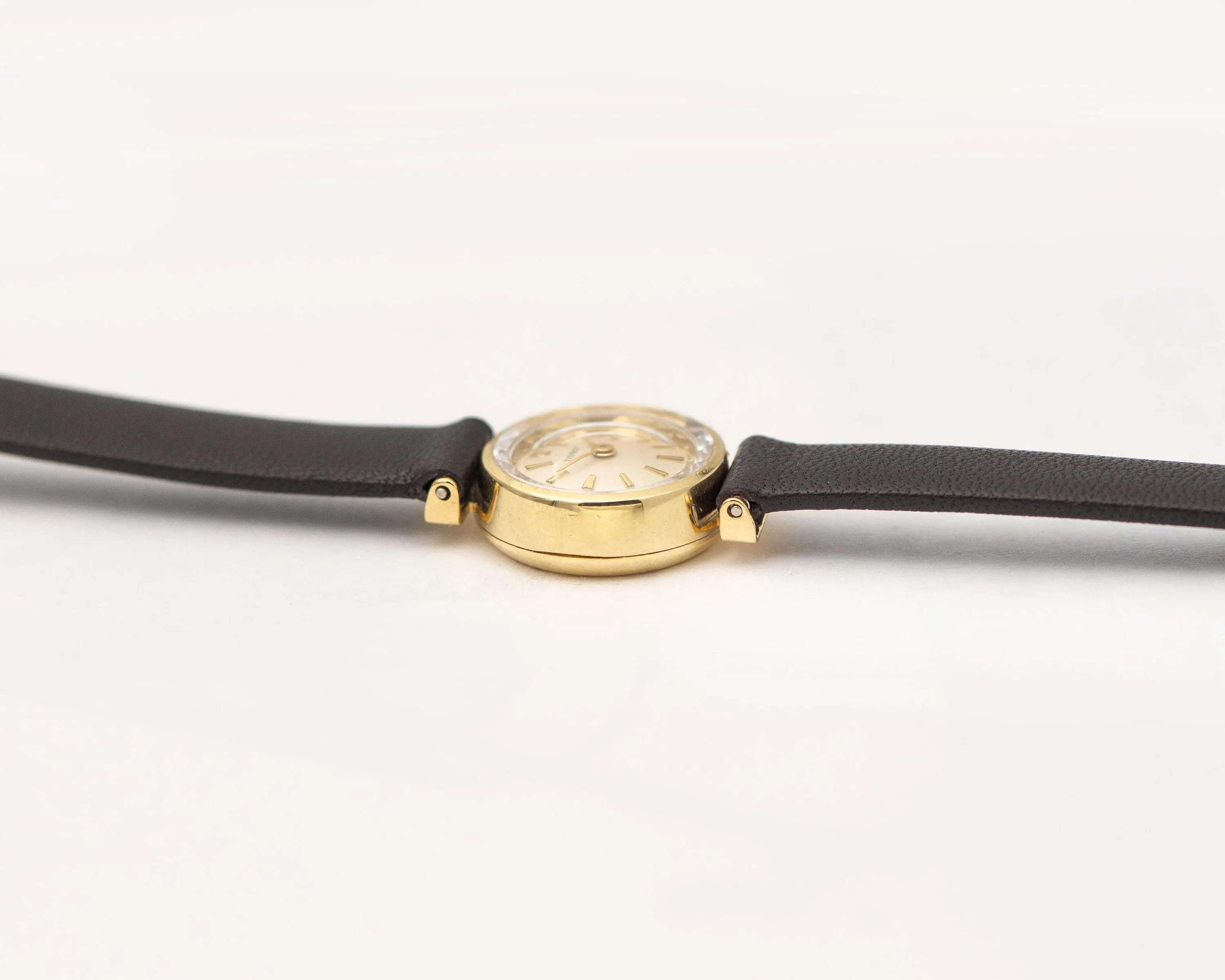 Women's watch classic Tissot solid gold 18K, super small chic lady watch, vintage lady jewelry rare gift classic, new premium leather strap