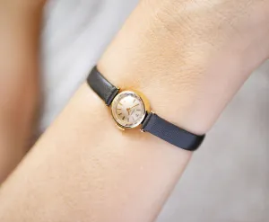 Women's watch classic Tissot solid gold 18K, super small chic lady watch, vintage lady jewelry rare gift classic, new premium leather strap