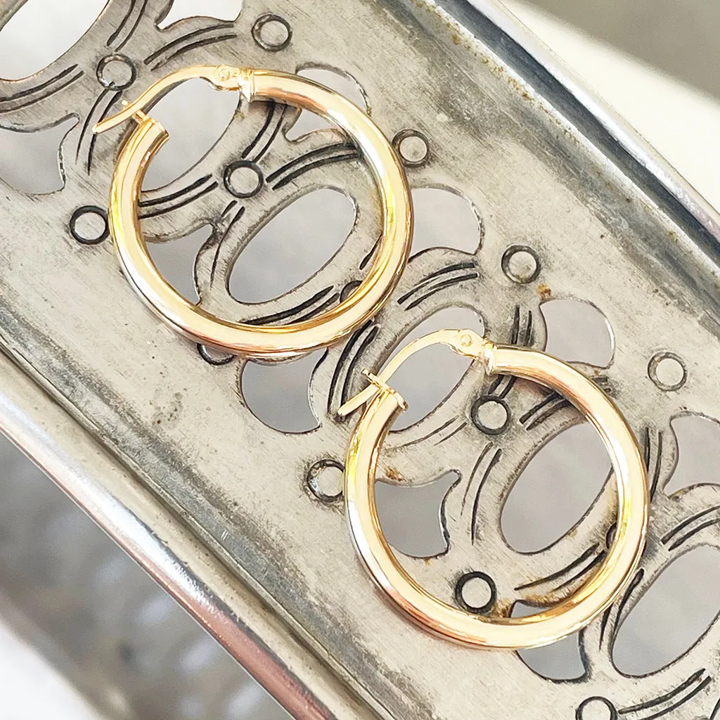 Yellow Gold Tube 20mm Hoops