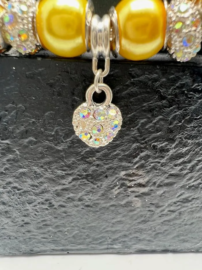 Yellow Rhinestone Heart