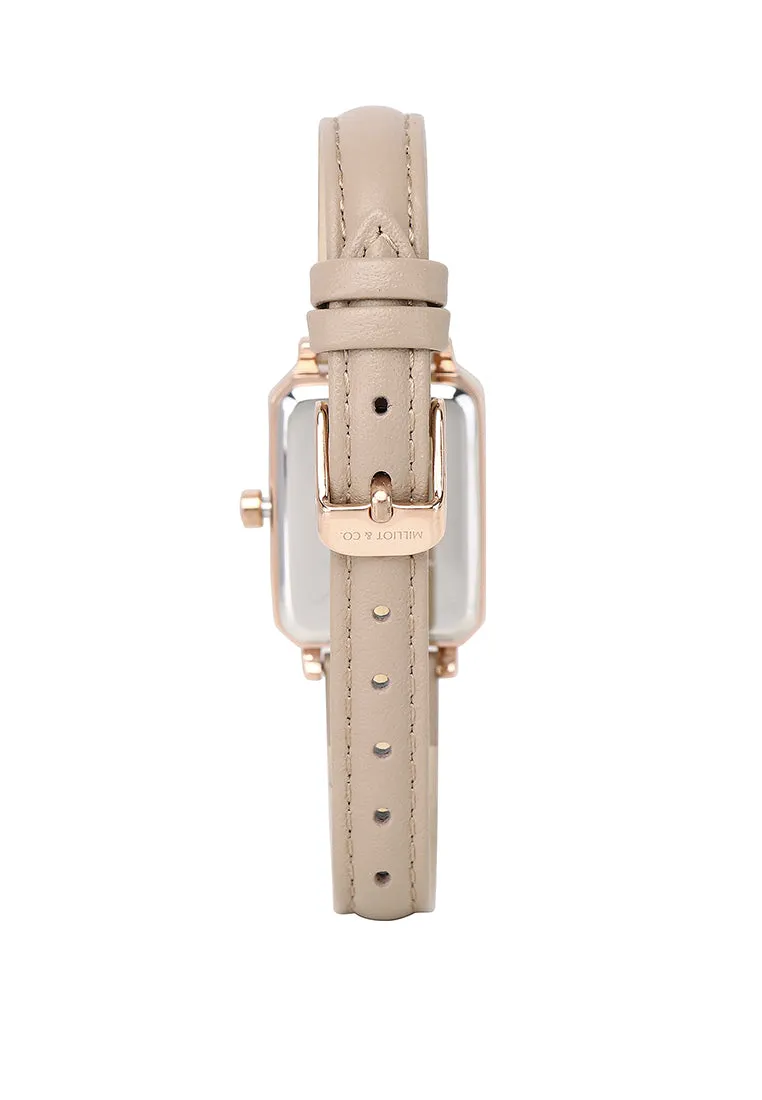 Zara Rose Gold Leather Analogue Watch (Beige)