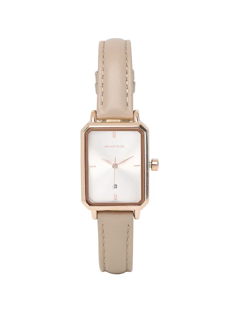 Zara Rose Gold Leather Analogue Watch (Beige)