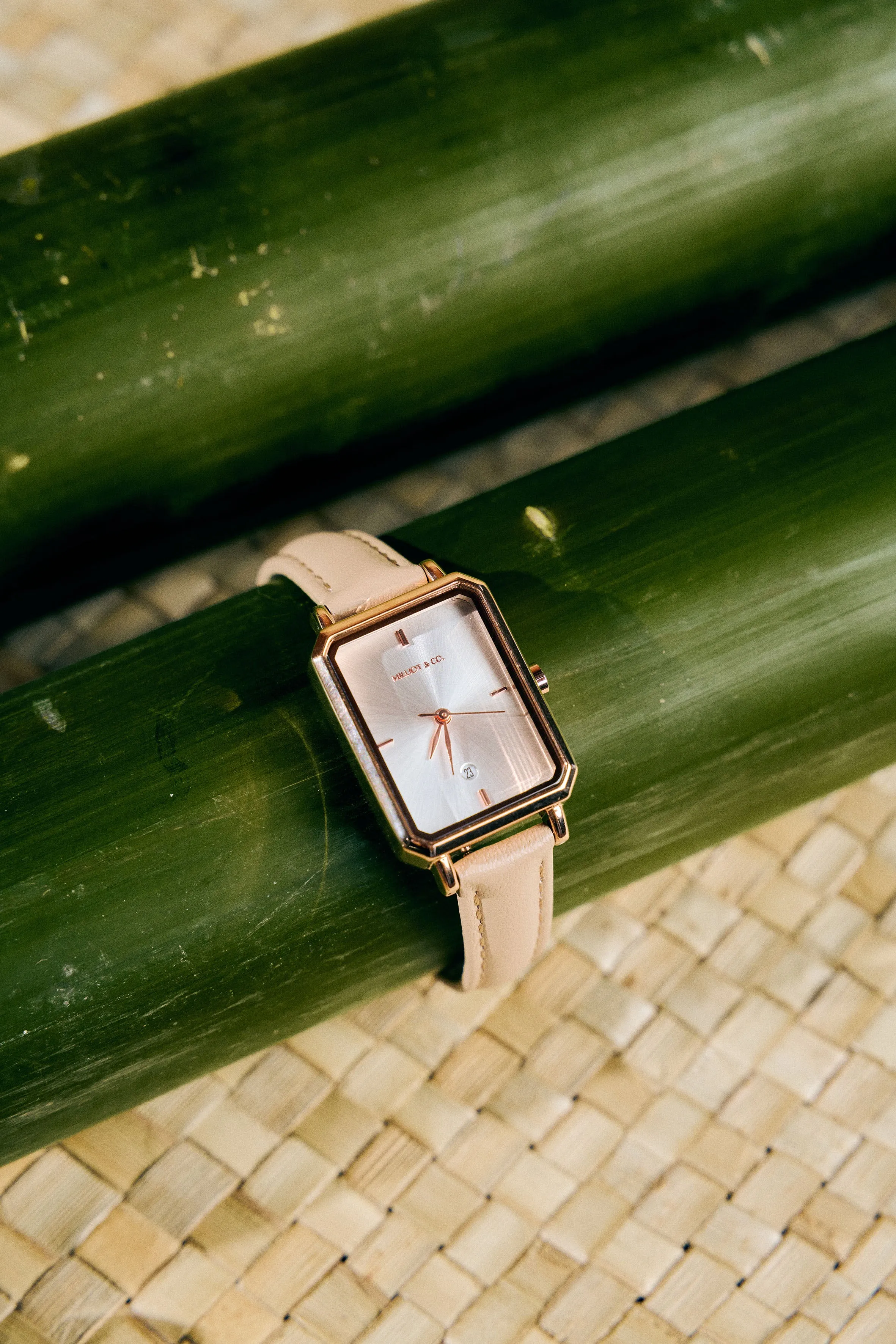 Zara Rose Gold Leather Analogue Watch (Beige)