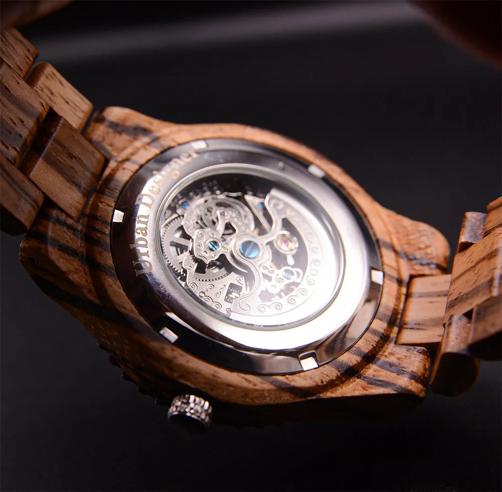 Zebra Premium Eco-Friendly Manual Mechanical Wood Watch