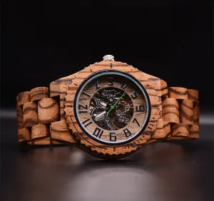 Zebra Premium Eco-Friendly Manual Mechanical Wood Watch