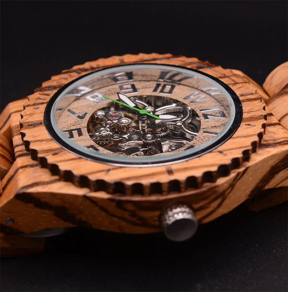 Zebra Premium Eco-Friendly Manual Mechanical Wood Watch