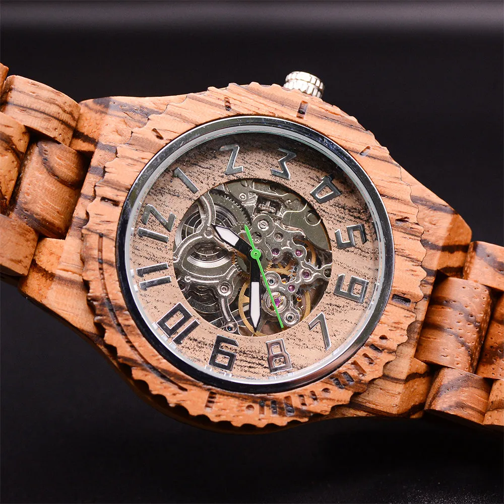 Zebra Premium Eco-Friendly Manual Mechanical Wood Watch